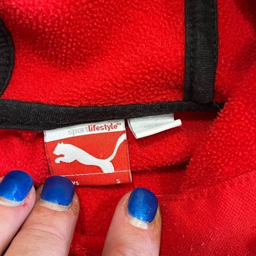 Puma Kids Hoodie Red and Black Fleece - Size S